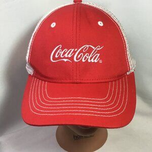 Coca-Cola Red Mesh Snapback Hat Trucker Cap White Logo Adjustable Pre-Owned